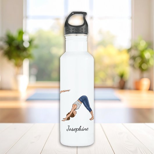 Yoga Pose Girls Illustratie met aangepaste naam Waterfles