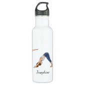 Yoga Pose Girls Illustratie met aangepaste naam Waterfles (Voorkant)