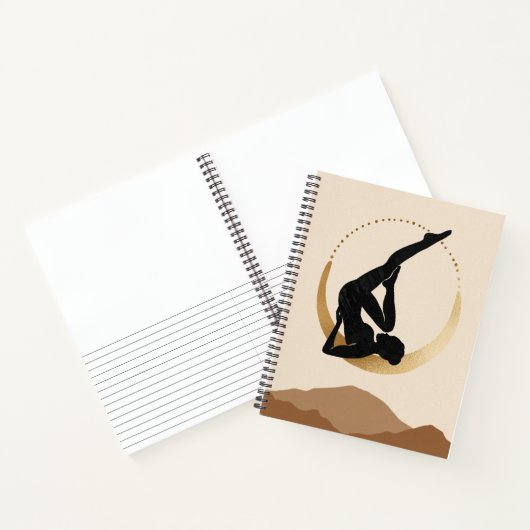 Yoga pose gold moon modern abstract bevroren poste notitieboek (Binnen)