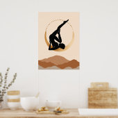 Yoga pose Gold moon modern abstract Poster (Keuken)