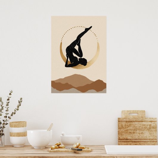 Yoga pose Gold moon modern abstract Poster (Keuken)