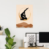 Yoga pose Gold moon modern abstract Poster (Thuiskantoor)