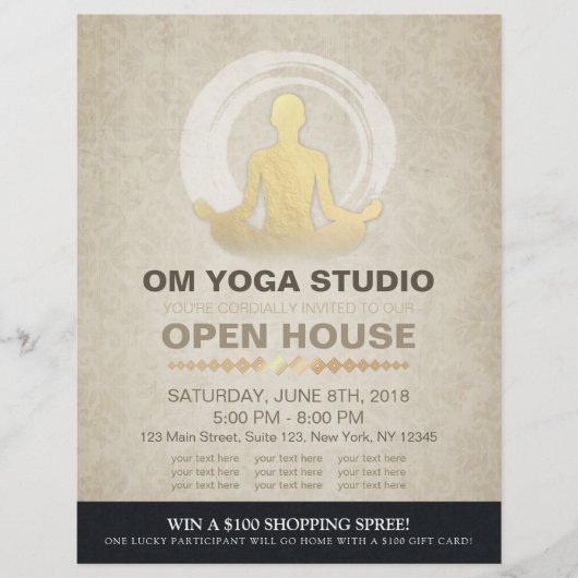 YOGA Pose Instructor Studio Open House ZEN Symbol Flyer (Voorkant)