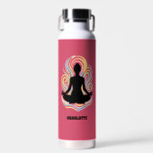Yoga pose kronkels roze naam waterfles (Voorkant)
