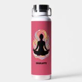 Yoga pose kronkels roze naam waterfles (Achterkant)