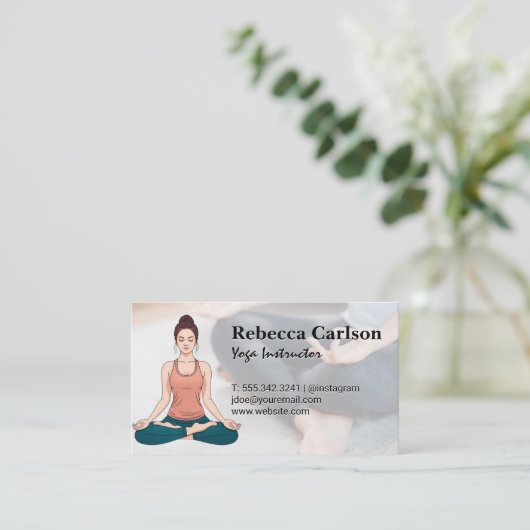 Yoga Pose Logo | Vrouw zitten Meditatie Visitekaartje (Staand voorkant)