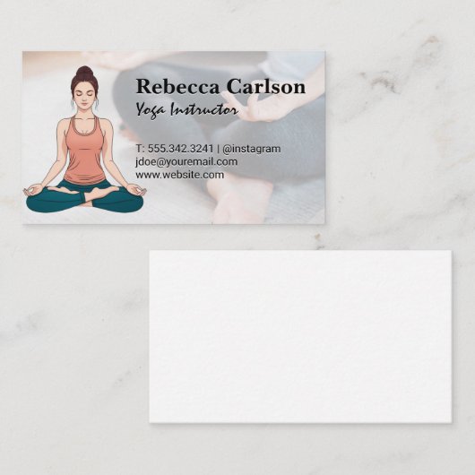 Yoga Pose Logo | Vrouw zitten Meditatie Visitekaartje (Voorkant / Achterkant)
