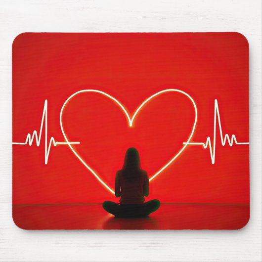 Yoga pose met hartslag lijnen muismat (Voorkant)