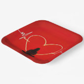 Yoga pose met hartslag lijnen papieren bordje (Gebogen)