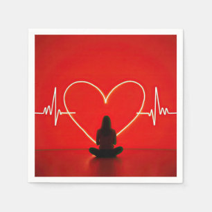 Yoga pose met hartslag lijnen servet