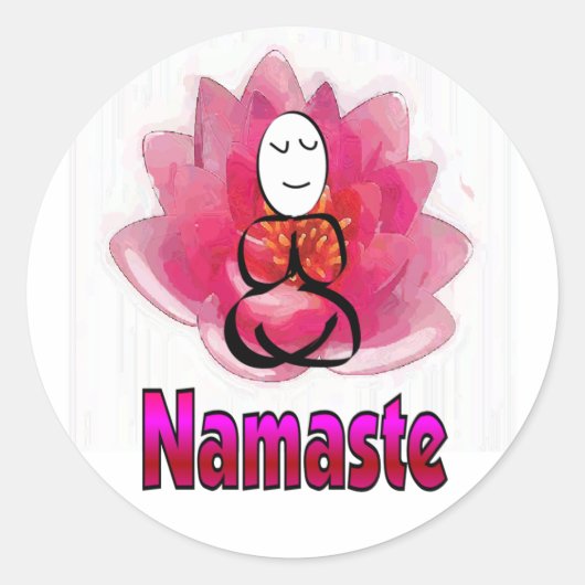 Yoga Pose met Lotus Bloem "Namaste" Ronde Sticker (Voorkant)