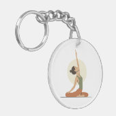 Yoga Pose Monoline Aardetinten Acryl Sleutelhanger (Voorkant Links)