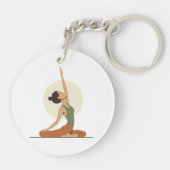 Yoga Pose Monoline Aardetinten Acryl Sleutelhanger (Achterkant)