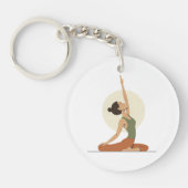 Yoga Pose Monoline Aardetinten Acryl Sleutelhanger (Voorkant)
