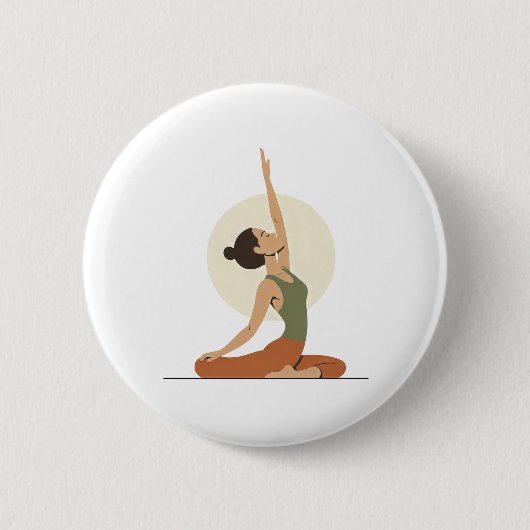 Yoga Pose Monoline Aardetinten Button (Voorkant)