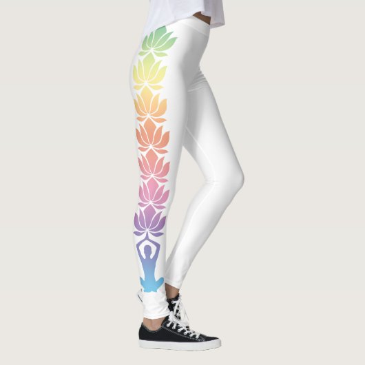 Yoga Pose Namaste Lotus Bloemen op Leggings (Rechts)