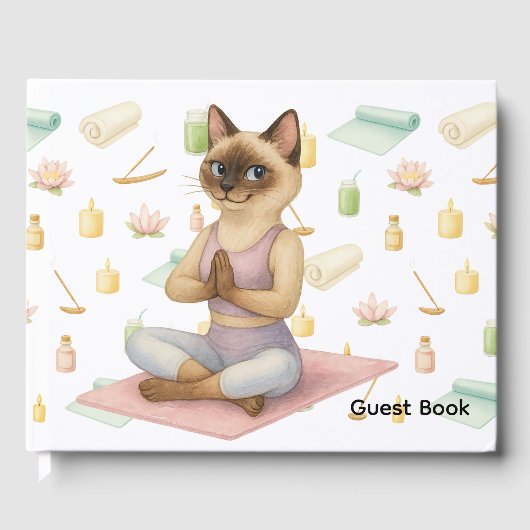 Yoga Pose Namaste voor Siamese kattenliefhebbers Gastenboek (Voorkant)