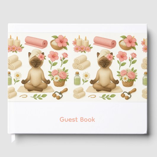 Yoga Pose Namaste voor Siamese kattenliefhebbers Gastenboek (Voorkant)