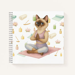 Yoga Pose Namaste voor Siamese kattenliefhebbers Notitieboek