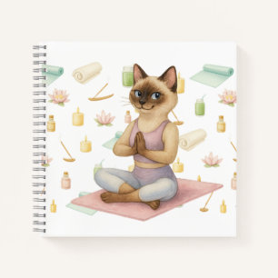 Yoga Pose Namaste voor Siamese kattenliefhebbers Notitieboek