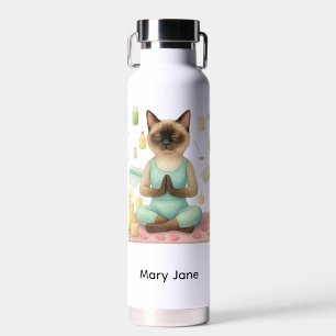 Yoga Pose Namaste voor Siamese kattenliefhebbers Waterfles