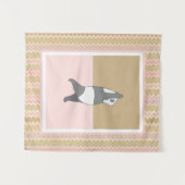Yoga Pose Panda Roze Zig Zag Achtergrond  Wandkleed (Voorkant (horizontaal))