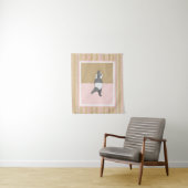 Yoga Pose Panda Roze Zig Zag Achtergrond  Wandkleed (In situ)