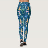 Yoga Pose Pastel Patroon 01.bx4 D Blauw BG Leggings (Achterkant)