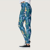 Yoga Pose Pastel Patroon 01.bx4 D Blauw BG Leggings (Links)