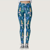 Yoga Pose Pastel Patroon 01.bx4 D Blauw BG Leggings (Voorkant)