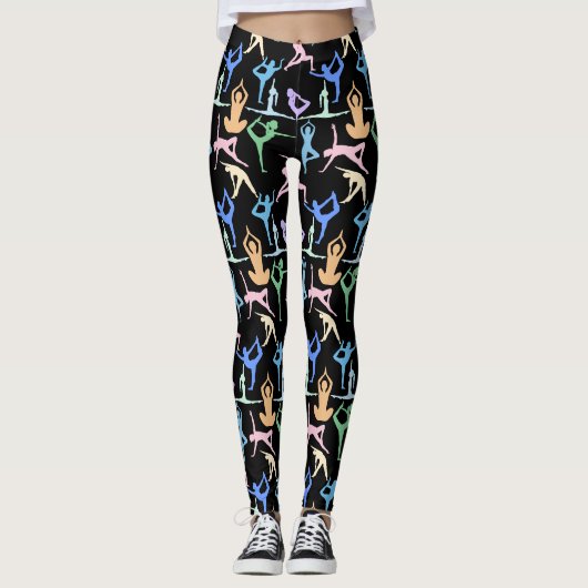 Yoga Pose Pastel Patroon 01.bx4 Leggings (Voorkant)