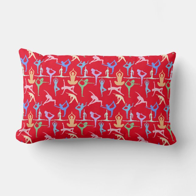 Yoga Pose Pastel Patroon 01.bx4 Rood BG Kussen (Voorkant)