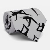 Yoga pose patroon 01.w Grijs BG Stropdas (Opgerold)