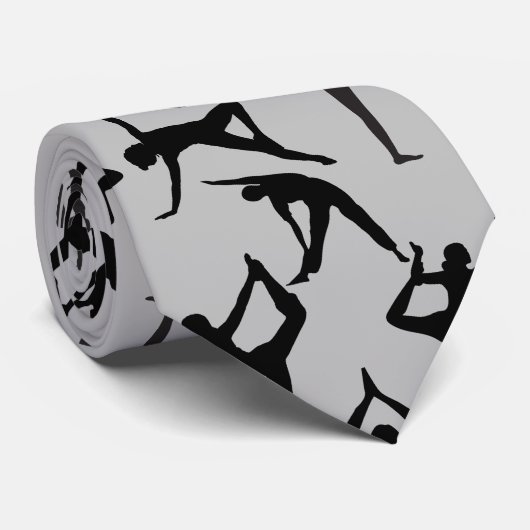 Yoga pose patroon 01.w Grijs BG Stropdas (Opgerold)