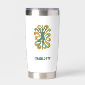 Yoga pose retro swirls name geïsoleerde drinkbeker (Achterkant)