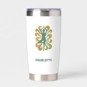 Yoga pose retro swirls name geïsoleerde drinkbeker (Voorkant)