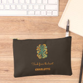 Yoga pose retro swirls name slogan taupe brown etui