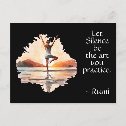 Yoga Pose & Rumi Stilte Quote Briefkaart (Voorkant)