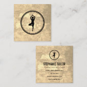 Yoga Pose Sepia Textuur Vierkante Visitekaartje (Voorkant / Achterkant)