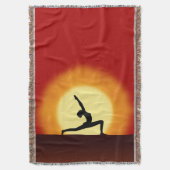 Yoga Pose Silhouet Zonsopgang Geweven Gooi Dekens Deken (Voorkant Verticaal)