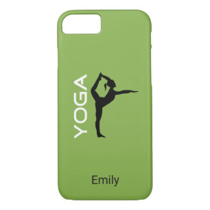 Yoga Pose Silhouette op Groen Gepersonaliseerd iPhone 8/7 Hoesje