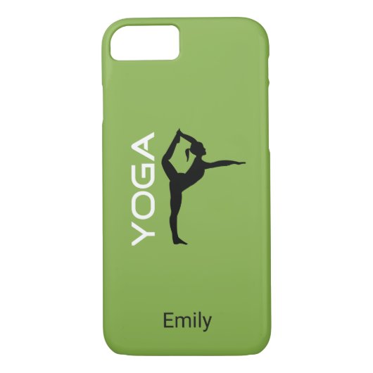 Yoga Pose Silhouette op Groen Gepersonaliseerd Case-Mate iPhone Case (Achterkant)