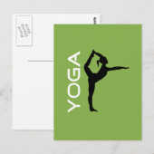 Yoga Pose Silhouette over groene achtergrond Briefkaart (Voorkant / Achterkant)