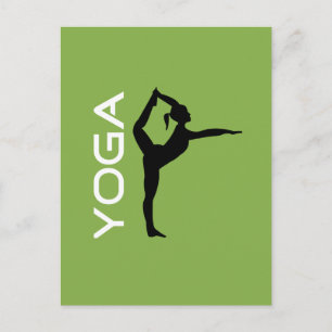 Yoga Pose Silhouette over groene achtergrond Briefkaart