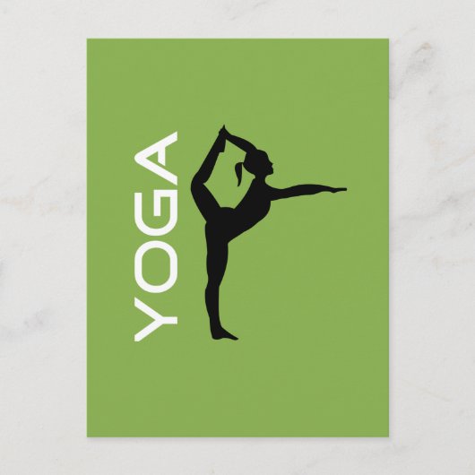 Yoga Pose Silhouette over groene achtergrond Briefkaart (Voorkant)