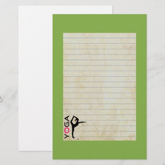 Yoga Pose Silhouette over groene achtergrond Briefpapier (Voorkant / Achterkant)
