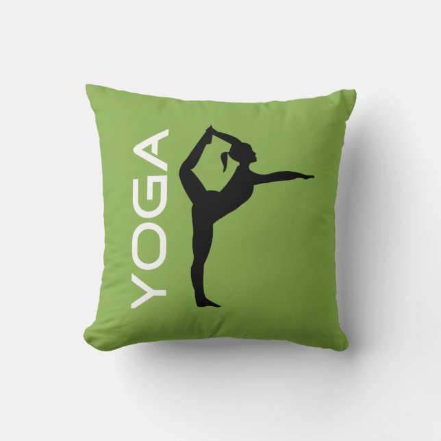 Yoga Pose Silhouette over groene achtergrond Kussen (Voorkant)