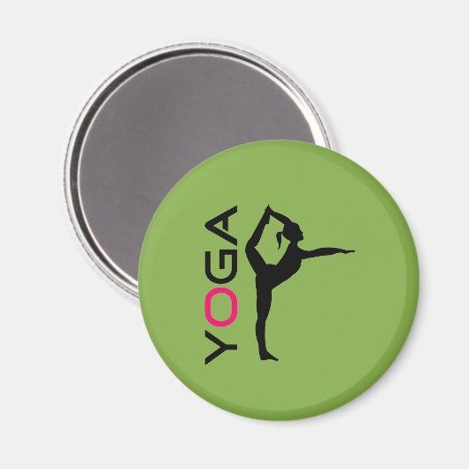 Yoga Pose Silhouette over groene achtergrond Magneet (Voorkant / Achterkant)