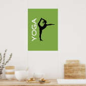Yoga Pose Silhouette over groene achtergrond Poster (Keuken)