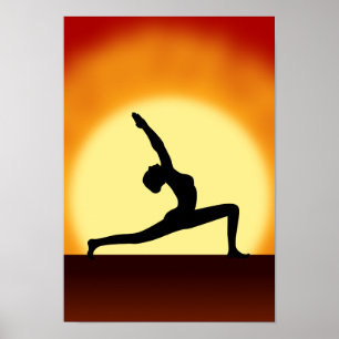 Yoga Pose Silhouette Sunrise Portret Art Prints